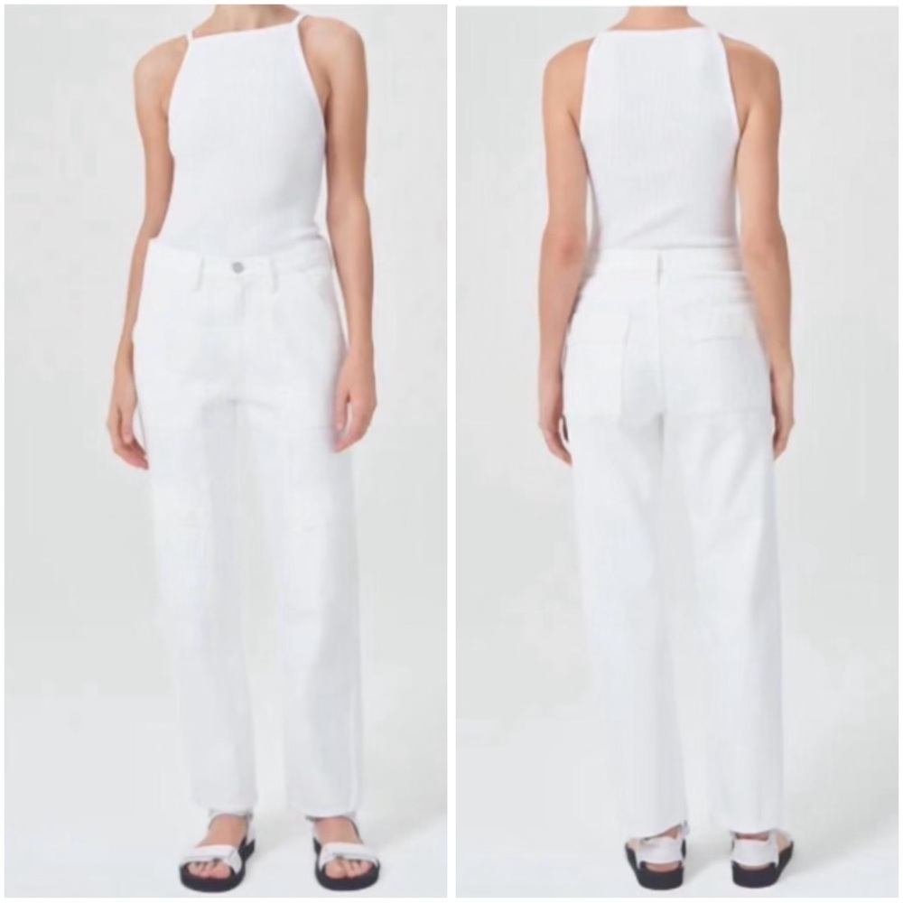 NWOT AGOLDE Cooper Cargo Jeans In Milkshake White Size 27